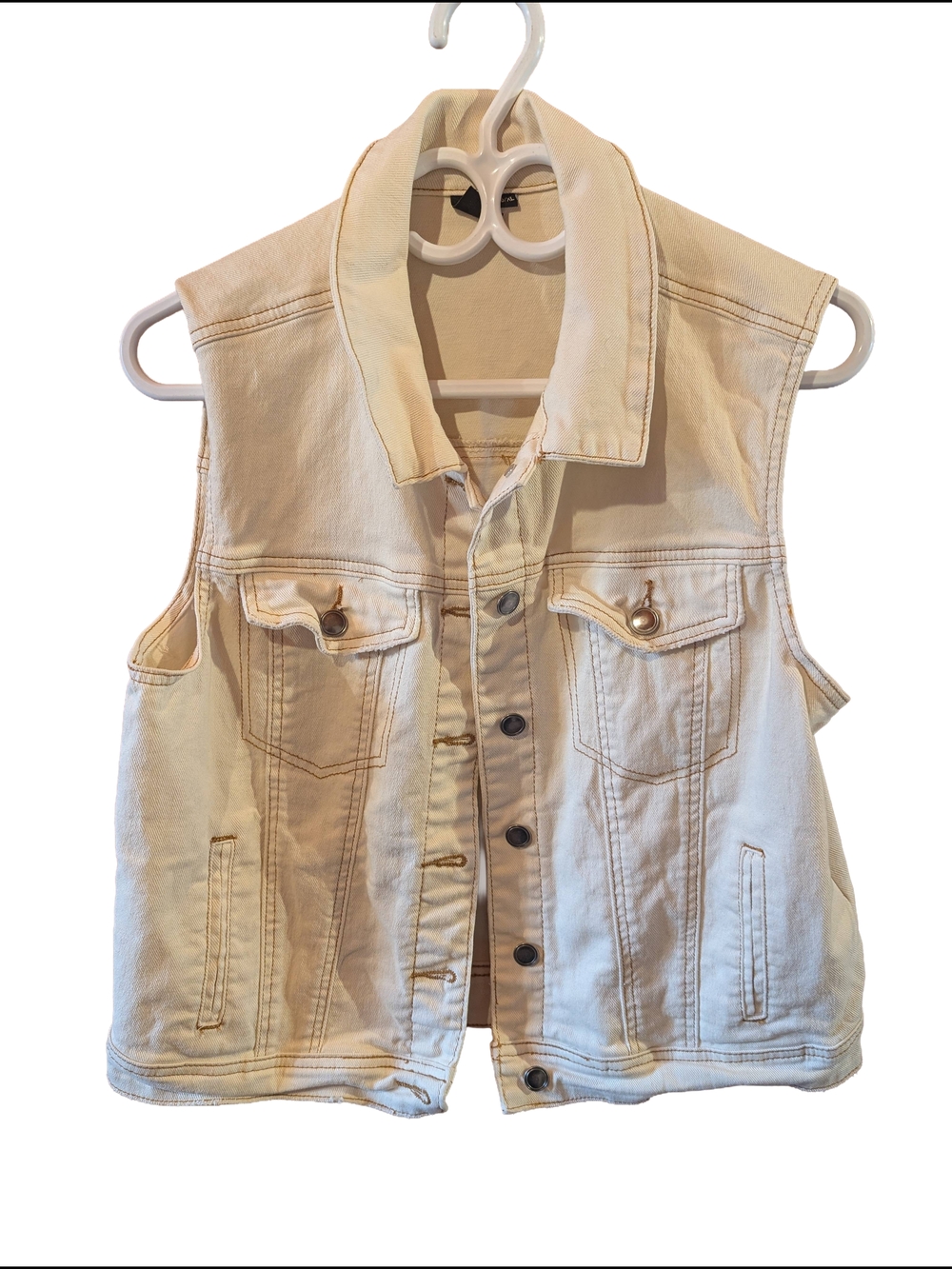 Ivory Denim Sleeveless Vest